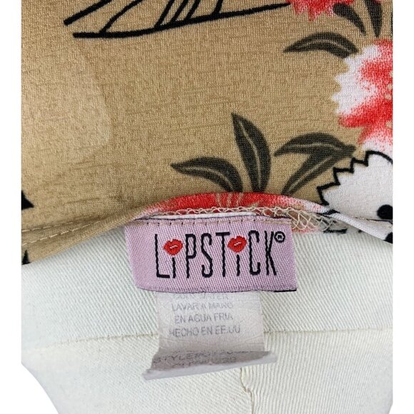 Lipstick Japanese Floral Print Sleeveless Stretch Tank Top S - Picture 5 of 5